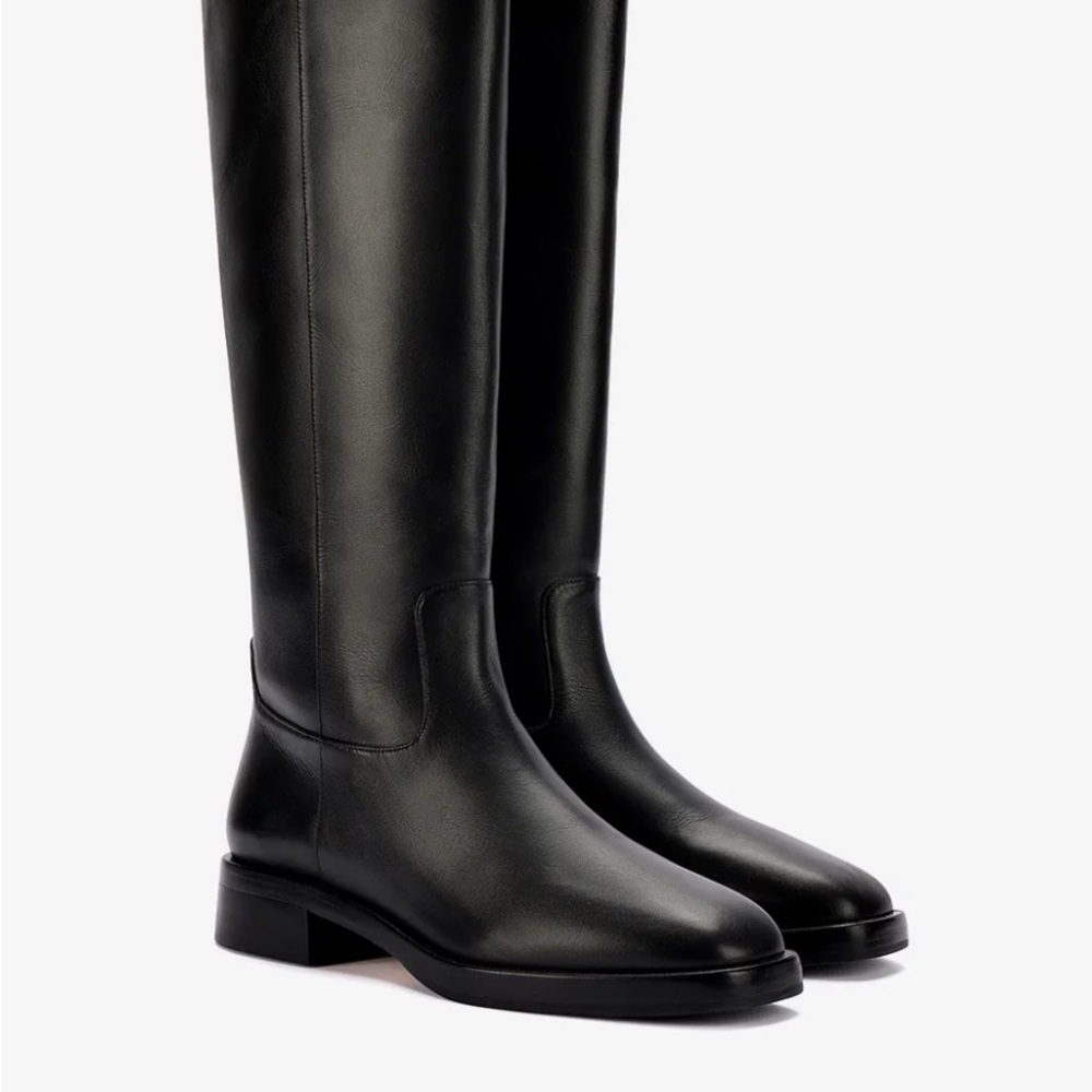 Larroude Black Over-the-Knee Leather Boots